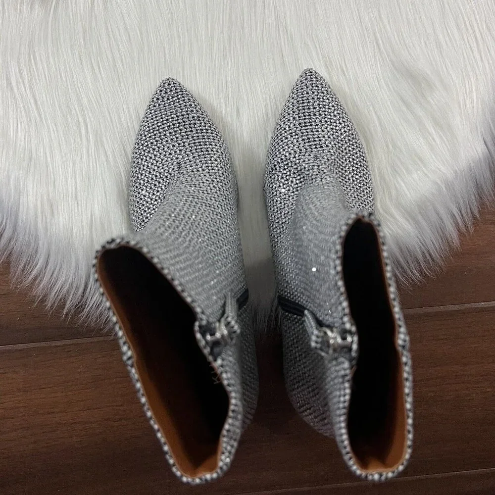 NEW Kurt Geiger‎ Size 36.5 / US 6.5 Plaid Rhinestone Burlington Ankle Bootie